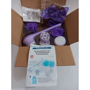 Spin Spa Body Brush Exfoliate Cleanse Spinning Body Brush 10pc Purple